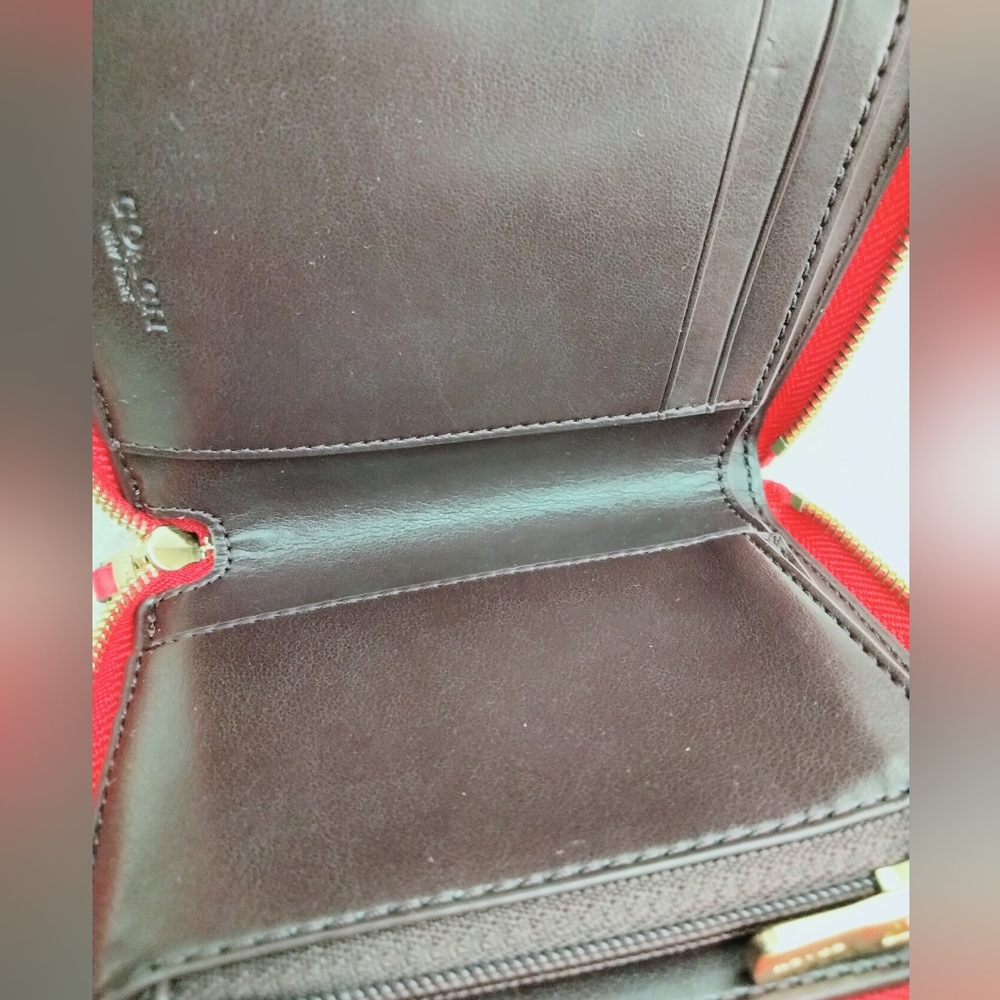Coach Neon Pink Embossed Zipper Wallet Clutch - Picture 8 of 11